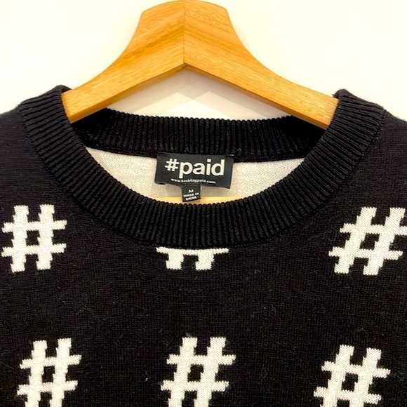Men's Crew neck black hashtag #paid sweater Medium - Picture 2 of 6
